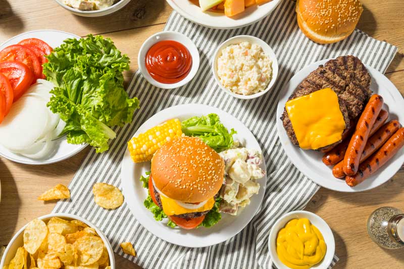 Grilled food on a table