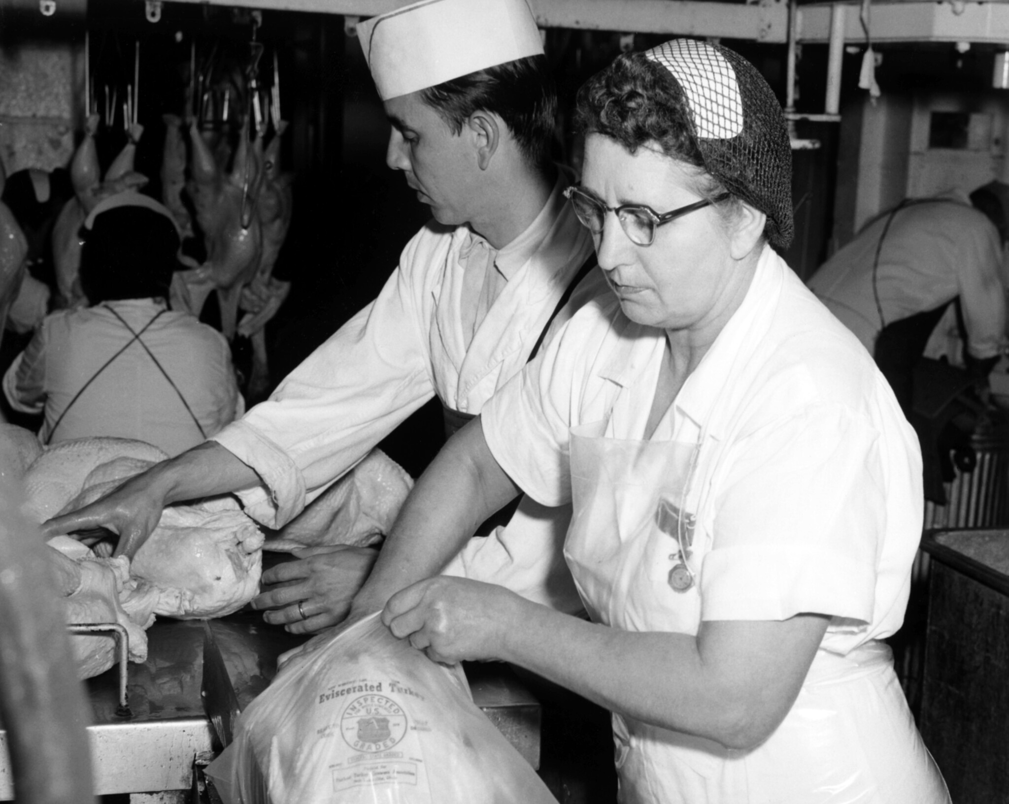 Turkey production line in 1956