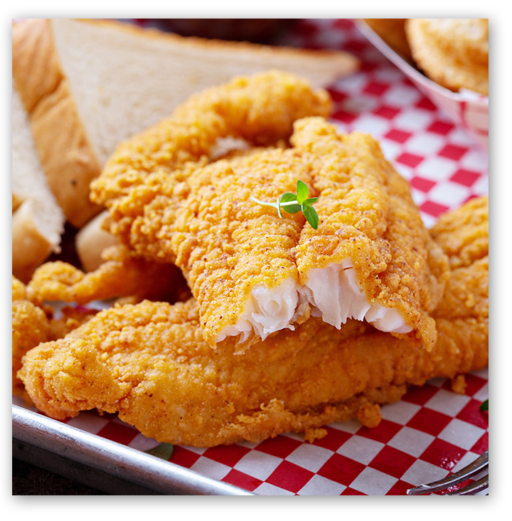 Fried catfish on a plate