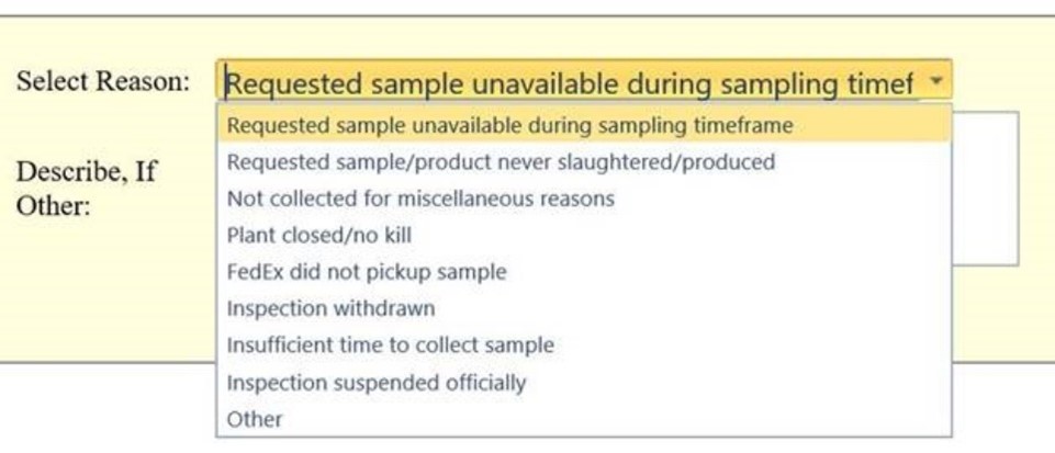Illustration of drop-down list to select reason for canceling task.