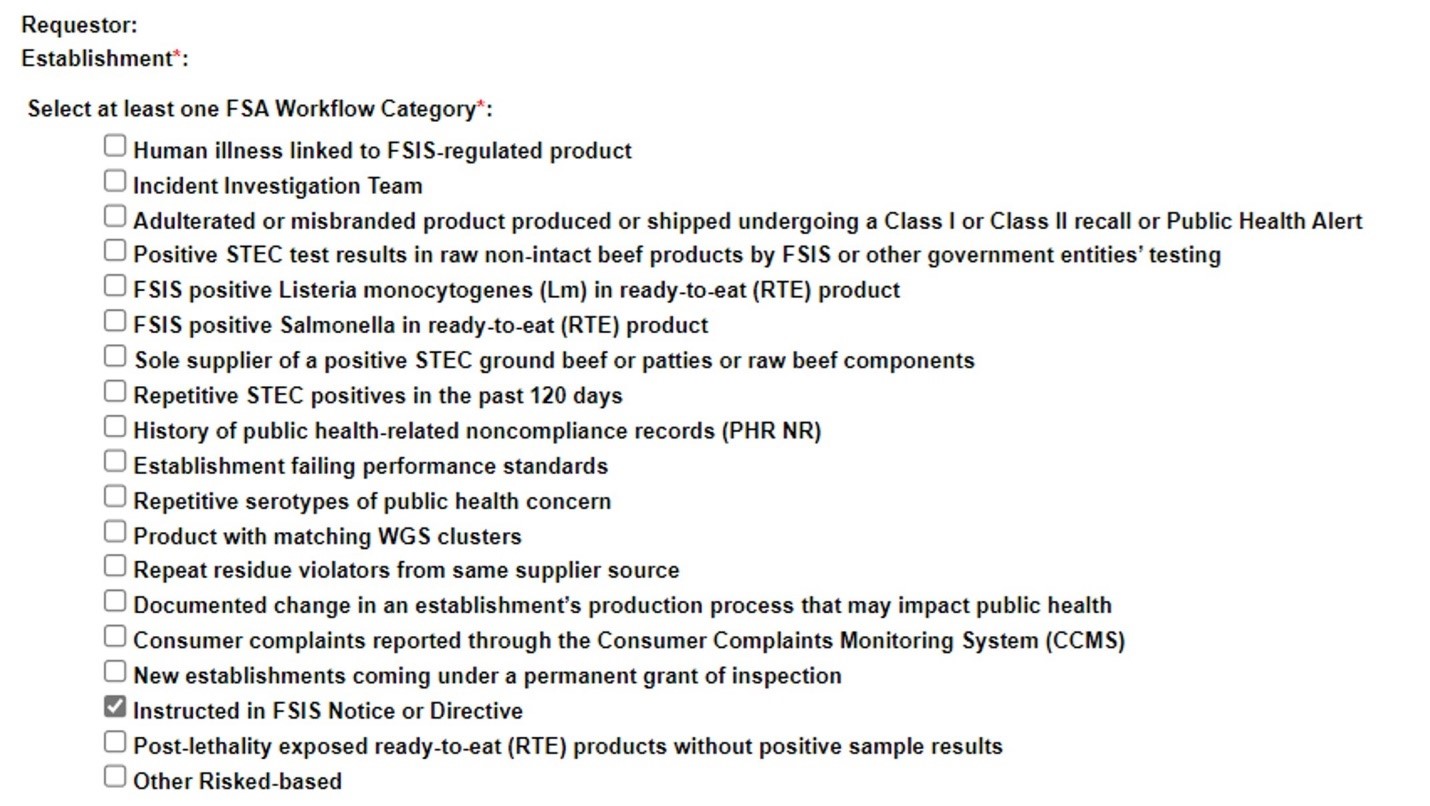 Figure 1. FSA Workflow Category