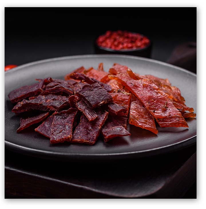 A plate of beef jerky