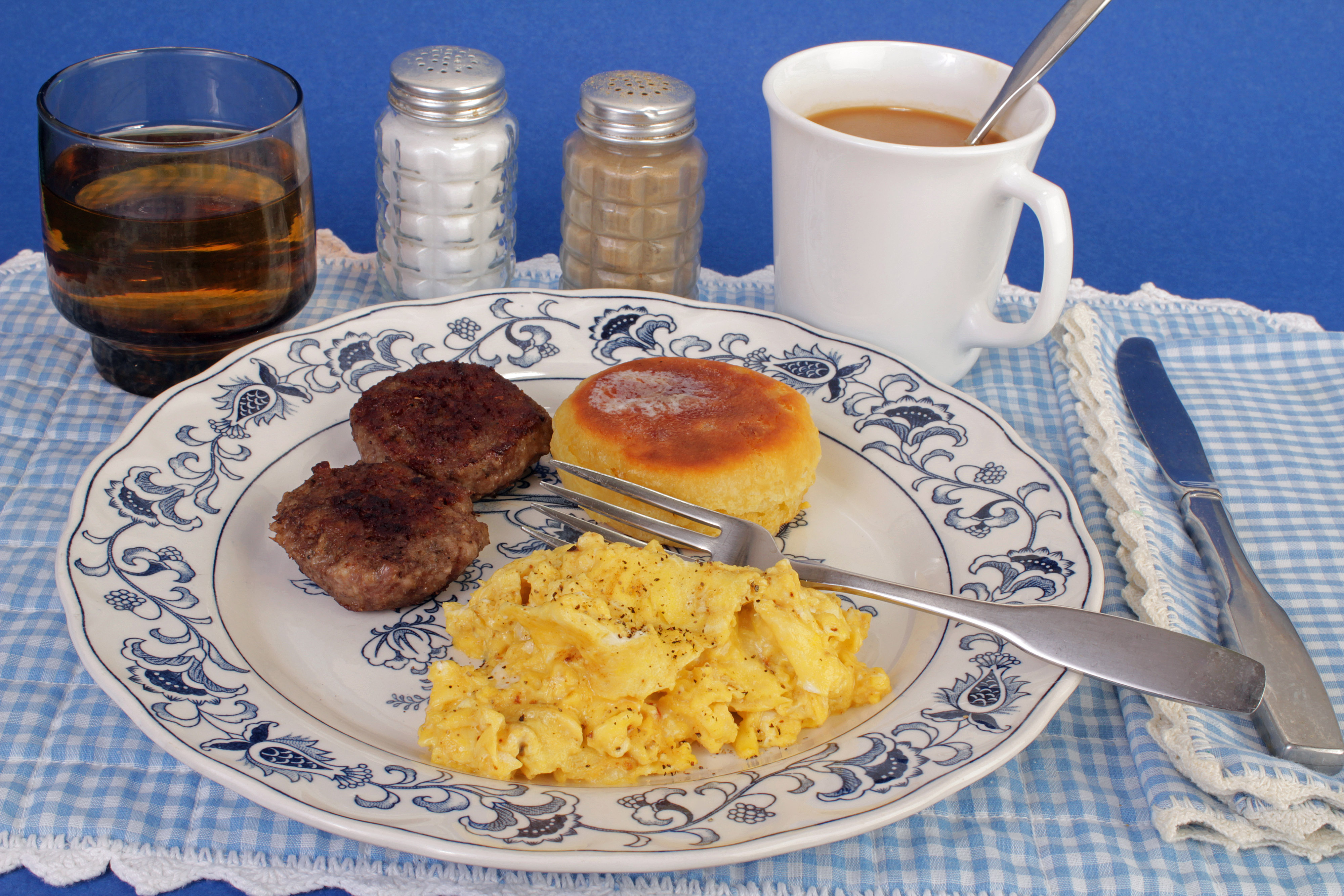 Sausage, egg and buscuit breakfast
