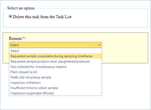 Figure 2: Delete a sampling task.