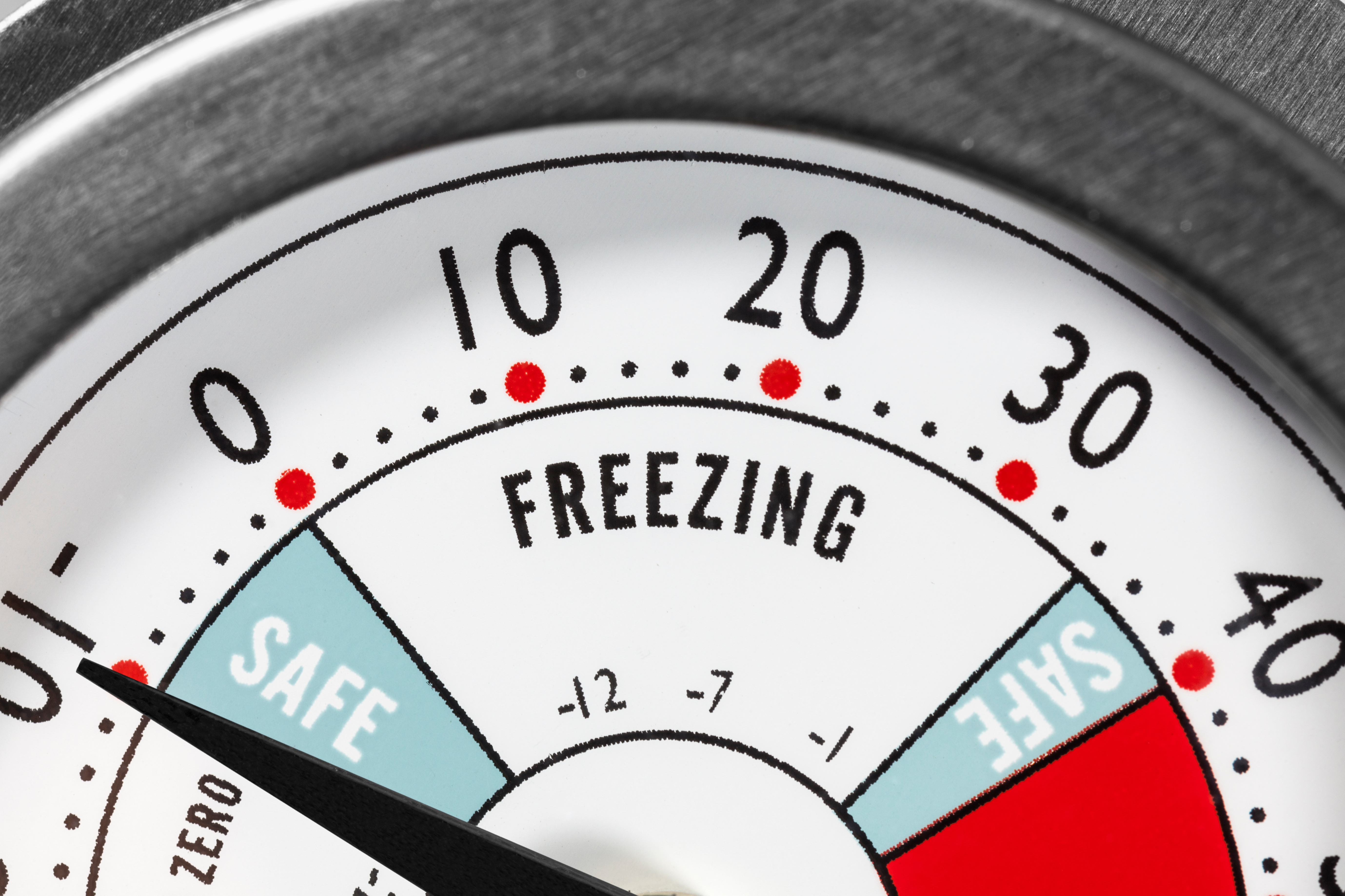 Close up of appliance thermometer
