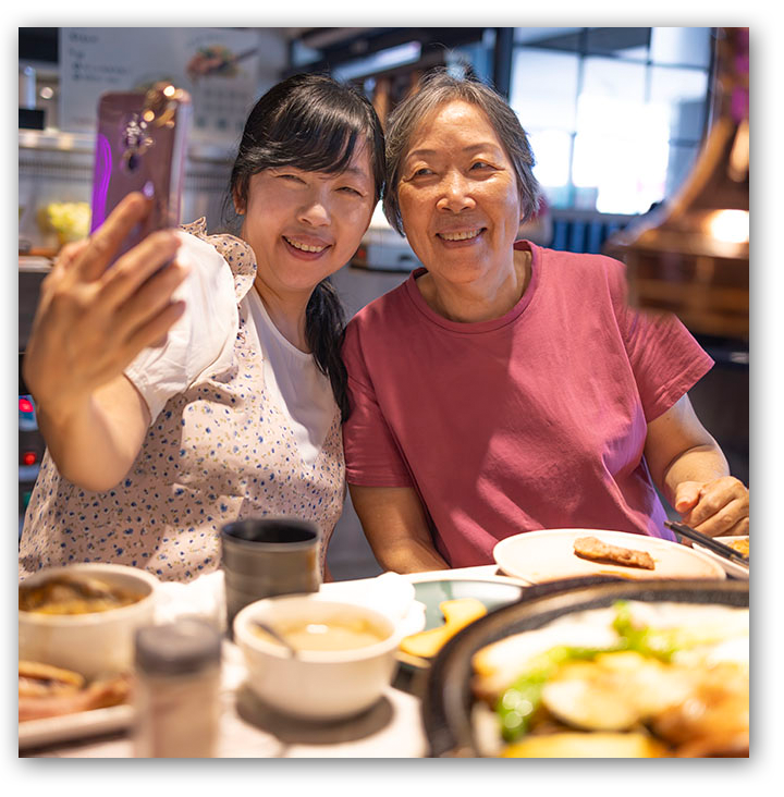 Two women taking a selfie
